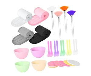 Cryfokt Set de Bols Mélangeurs avec Masque, 4 Bols en Silicone, 15 (Kit