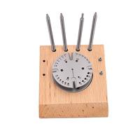 Cryfokt Support de Ressort de Balancier de Mouvement de Montre, Outil de Réparation de Montre en Acier Inoxydable avec 4 Outils de Poinçonnage, 2 Broches de Positionnement, Base en Bois de Hêtre pour