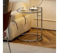Cryfokt Table Basse élévatrice en Verre à Hauteur Réglable, Table D'appoint Moderne pour Salon, canapé, Décoration de Bureau, Maison, D'appoint en Verre trempé Transparent en Forme de C pour Petits