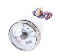 Cryfokt Tachymètre 7000 Tr/min Rapport de Vitesse Réglable Tachymètre 52mm avec Compteur Horaire pour Camion Tracteur Voiture RV Bateau (Cadran blanc couvercle argenté CX6230)