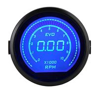 Cryfokt Tachymètre Numérique LCD avec Lumière Rouge Bleue pour Affichage du Régime du Moteur de Voiture 12 V, Jauge de Régime de Haute Précision pour Utilisation Automobile, Taille 52 Mm,