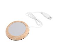 Cryfokt Tapis Chauffe-Tasse USB Compact pour Bureau, Tapis Chauffant à café et thé Portable, de Tasse en Métal et Bois (Grain de Noyer Clair)
