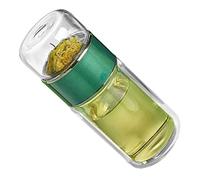 Cryfokt Tasse de Séparation D'eau de thé en Verre sans Plomb, Bouteille D'infuseur de thé D'isolation de Double Couche de 280Ml pour les Buveurs de café (GREEN)