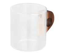 Cryfokt Tasse en Verre Borosilicate avec Anse en Bois, 250 Ml, pour café