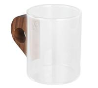 Cryfokt Tasse en Verre Borosilicate avec Anse en Bois, 250 Ml, pour café