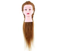 Cryfokt Tête D'entraînement Blonde à 40% de Vrais Cheveux Humains pour la Pratique du Coiffeur, Tête de Mannequin Résistante aux Hautes Températures pour les étudiants en Cosmétologie, de Poupée de
