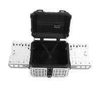 Cryfokt Top Case de Moto de 45 L, Coffre étanche Pliable et Extensible en Alliage D'aluminium avec Serrure de sécurité, Doublure en Cuir PU, 19,7 X 13,4 X 13,4 Pouces, pour Le Rangement (Noir et