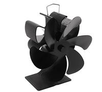 Cryfokt Ventilateur de Poêle à 6 Pales alimenté par la Chaleur, Ventilateur de Cheminée Noir, Démarrage Automatique, Durable, pour Améliorer l'efficacité du Four, Fours à gaz/bois/à Granulés Hors