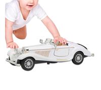 Cryfokt Voiture Jouet Rétractable Hautement Simulée pour Développer les Compétences des Enfants, Modèle de Véhicule en Alliage avec Interrupteur de Musique Légère, 3 Piles Bouton AG13 Incluses (WHITE)