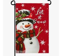 Cryfox Let It Snow Drapeau de jardin en forme de bonhomme de neige double face 30,5 x 45,7 cm pour extérieur, pelouse, cour, décoration de Noël