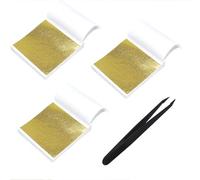 Cryluxial Lot de 300 Feuilles d'imitation Feuille d'or avec Pince à épiler, Feuille d'or de qualité supérieure pour travaux manuels, projets d'art, décoration, Meubles, dorage, Feuille de cuivre