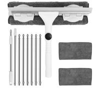 Crynvor 350cm Raclette Vitre Professionnel, Lave Vitre Telescopique avec 2 Chiffons Microfibres, Perche Telescopique Nettoyage, Nettoyeur de Vitres Télescopique pour Portes en Verre, Fenêtre, Miroir