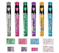 Crynvor 6 Couleurs Kit Tatouage avec 6 Stylos, Tatouage Paillette Enfant avec 8 Stencil, Stylo Tatouage, Kit Tatouage Paillettes Enfant, Kit de Tatouage Temporaire pour Cosplay, Halloween, Pâques,Noël