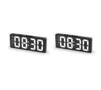 Cryofu Lot de 2 horloges de table numériques (alimentées par piles) ou USB - Mode snooze nuit - 12/24 h - Horloge électronique LED - Noir