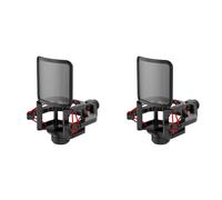 Cryofu Lot de 2 supports anti-chocs pour microphone avec filtre de microphone, pare-brise, réduction du bruit, anti-vibrations, stable, installation facile, rouge