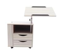 Cryonavehit Table d'appoint avec roulettes - Hauteur réglable - avec Rail Pratique pour Tablette et Rangement Multi-Couches