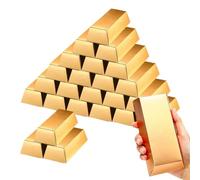Cryptadg 25 Pièces 14,5 x 5 x 3cm Boîtes à Bonbons en Forme de Lingot | Faux Lingots Or Pliables, Bonbon Boite Cadeaux, Barres de Décoration pour Les Mariages, Les Fêtes, Les Anniversaires