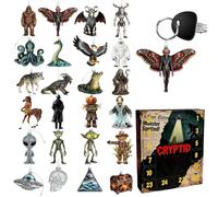 Cryptid Calendar Advent 2025-24 jours Mystère Compte à rebours avec Décorations d'animaux fantastiques - Figurines 2D de créatures mythiques pour - Pendentifs de collection pour adolescents et adultes