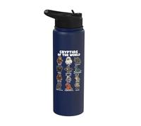 Cryptides Du Monde Tableau Des Monstres De Dessin Animé Stainless Steel Insulated Water Bottle