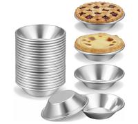 Cryptisg 25 Pièces Moule Pasteis de Nata, Réutilisable Moules à Tartelette | Mini Antiadhésif Moules Pasteis de Nata en Aluminium, Ronde Moule en Aluminium,Idéal pour Desserts Tartes à Confiture Pudding