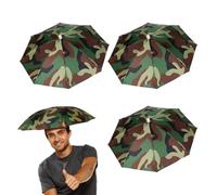 Cryptisg 3 Pièces Chapeau Parapluie, camouflage, 52cm | Chapeaux Parapluies Pliables, Chapeau de Parapluie Avec Bande Élastique, pour Festival Plage Camping Pêche Randonnée