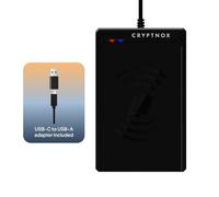 Cryptnox Lecteur de cartes à puce sans contact - Conforme à la norme ISO 14443 et Mifare | Connectivité USB Type C et Type A | Authentification sécurisée pour les paiements électroniques, le commerce