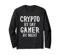 Crypto by Day Gamer by Night Bitcoin Cryptocurrency NFT Game Manche Longue