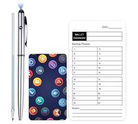 Crypto Recovery Phrase Lot de 2 portefeuilles en papier avec stylo à lumière UV, fonction de sécurité d'encre invisible, stockage à froid hors ligne Bitcoin Wallet organiseur de mots de passe, feuille