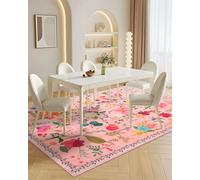 CRYPTOLITE Tapis pour salon, chambre à coucher, salle à manger antidérapant et lavable en machine, tapis bohème à poils courts de 0,7 cm et ne perd pas ses poils pour salon, chambre à coucher, salle à