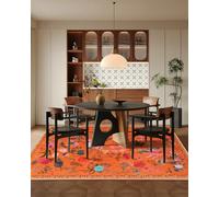 CRYPTOLITE Tapis pour Salon, Tapis de Salon, Motif Floral, antidérapant, Lavable en Machine, Tapis bohème à Poils Courts de 0,7 cm et ne perd Pas Ses Poils pour Salon, Chambre à Coucher, Salle à