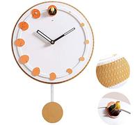 CRYSEU Pendule Murale, Horloge Murale à Pendule à Coucou avec Chants d'oiseaux ou Chant de Coucou, Bois et PVC, 27,5 x 50 cm