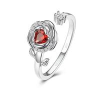 CRYSLOVE Anti Stress Bague pour Femme Fille en Argent Sterling 925 Ouvert Réglable Rose Flower Anxiété Bagues CZ Anneaux Spinner Fidget Bague Bijoux Cadeaux pour Grand Maman Fête des mères