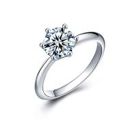 CRYSLOVE Bague de Fiançailles Mariée en Argent Sterling 925 Foret Moissanite Bague 1.0ct Diamond D-Color Mariage Promise Engagement Cadeau Anniversaire Magnifique,Bijoux femme