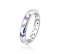 CRYSLOVE Bague Incrustée De Zirconium Colorées 925 Argent Sterling Cercle Complet De Lune Étoilée Anneau,Fiançailles Promise pour Mariage Alliance Bijoux Femme (Size9)