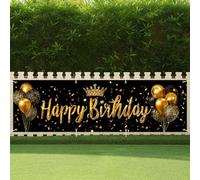 CRYSLOVE Bannière Extérieure 300x90cm pour Saint-Valentin, Saint-Patrick & Printemps - Décoration de Jardin en Tissu pour Fêtes (Happy Birthday)