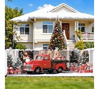 CRYSLOVE Bannière Extérieure 300x90cm pour Saint-Valentin, Saint-Patrick & Printemps - Décoration de Jardin en Tissu pour Fêtes (Camion rouge)