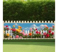 CRYSLOVE Bannière Extérieure 300x90cm pour Saint-Valentin, Saint-Patrick & Printemps - Décoration de Jardin en Tissu pour Fêtes (guirlande de roses)