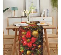 CRYSLOVE Chemin de Table de Noël 240 x 40 cm Rouge-Nappe de Table Longue,Flocons de Neige Décoration de Table de Noël Élégante pour la Maison,Fêtes,Réveillon