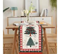 CRYSLOVE Chemin de Table de Noël 240 x 40 cm Rouge-Nappe de Table Longue,Flocons de Neige Décoration de Table de Noël Élégante pour la Maison,Fêtes,Réveillon
