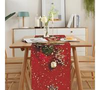 CRYSLOVE Chemin de Table de Noël 240 x 40 cm Rouge-Nappe de Table Longue,Flocons de Neige Décoration de Table de Noël Élégante pour la Maison,Fêtes,Réveillon