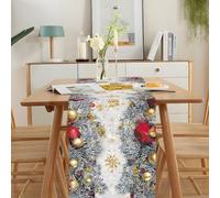 CRYSLOVE Chemin de Table de Noël 240 x 40 cm Rouge-Nappe de Table Longue,Flocons de Neige Décoration de Table de Noël Élégante pour la Maison,Fêtes,Réveillon