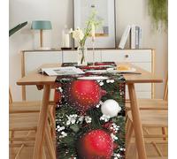 CRYSLOVE Chemin de Table de Noël 240 x 40 cm Rouge-Nappe de Table Longue,Flocons de Neige Décoration de Table de Noël Élégante pour la Maison,Fêtes,Réveillon