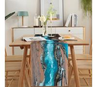 CRYSLOVE Chemin de Table Printemps - Nappe rectangulaire Lavable en Machine pour Décoration de Table de Cuisine et Salle à Manger (Rivière Naturelle & Bois Brut, 180×40)