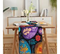 CRYSLOVE Chemin de Table Printemps - Nappe rectangulaire Lavable en Machine pour Décoration de Table de Cuisine et Salle à Manger (Œufs de Pâques Colorés & Fleurs, 180×40)