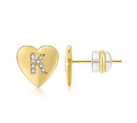 CRYSLOVE Coeur Boucles d'oreille pour Femme Fille Lettre A-Z Initiale de Prenom Bijoux Plaqué Strass Brillant avec Lettres Alphabet Cadeau de la Saint-Valentin