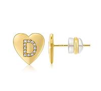 CRYSLOVE Coeur Boucles d'oreille pour Femme Fille Lettre A-Z Initiale de Prenom Bijoux Plaqué Strass Brillant avec Lettres Alphabet Cadeau de la Saint-Valentin