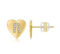 CRYSLOVE Coeur Boucles d'oreille pour Femme Fille Lettre A-Z Initiale de Prenom Bijoux Plaqué Strass Brillant avec Lettres Alphabet Cadeau de la Saint-Valentin