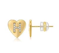 CRYSLOVE Coeur Boucles d'oreille pour Femme Fille Lettre A-Z Initiale de Prenom Bijoux Plaqué Strass Brillant avec Lettres Alphabet Cadeau de la Saint-Valentin