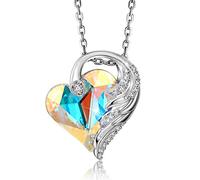 CRYSLOVE Collier Coeur pour Femme Pendentif Coeur d'Océan, Cristaux de Autriche,Bleu Coeur Collier Maman Cadeau de Bijoux pour le jour de la Saint-Valentin Noël Anniversaire