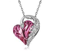 CRYSLOVE Collier Coeur pour Femme Pendentif Coeur d'Océan, Cristaux de Autriche,Bleu Coeur Collier Maman Cadeau de Bijoux pour le jour de la Saint-Valentin Noël Anniversaire